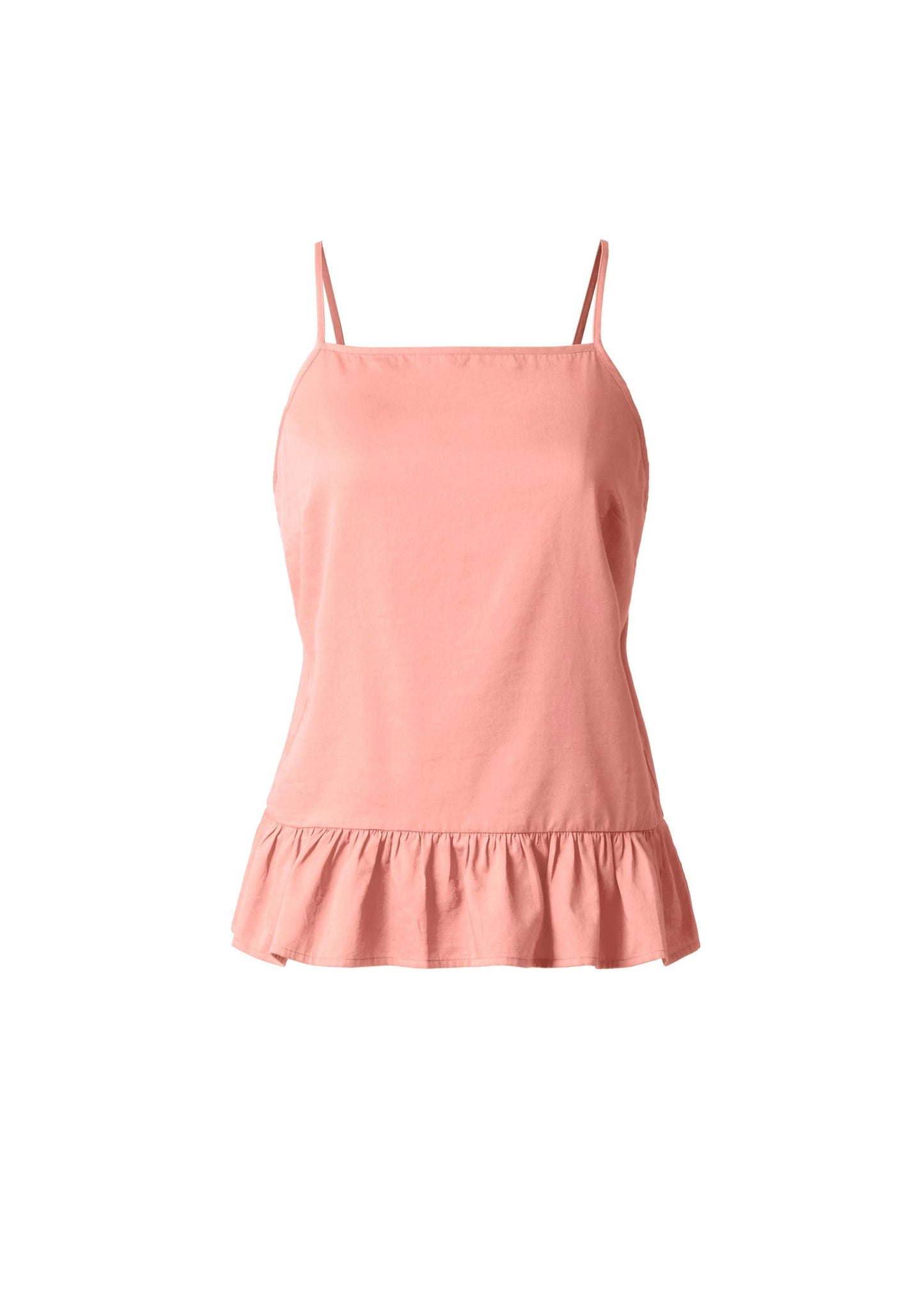 Cotton Lawn Ruffle Hem Peplum Top Burnt Coral | Venus Special Offer