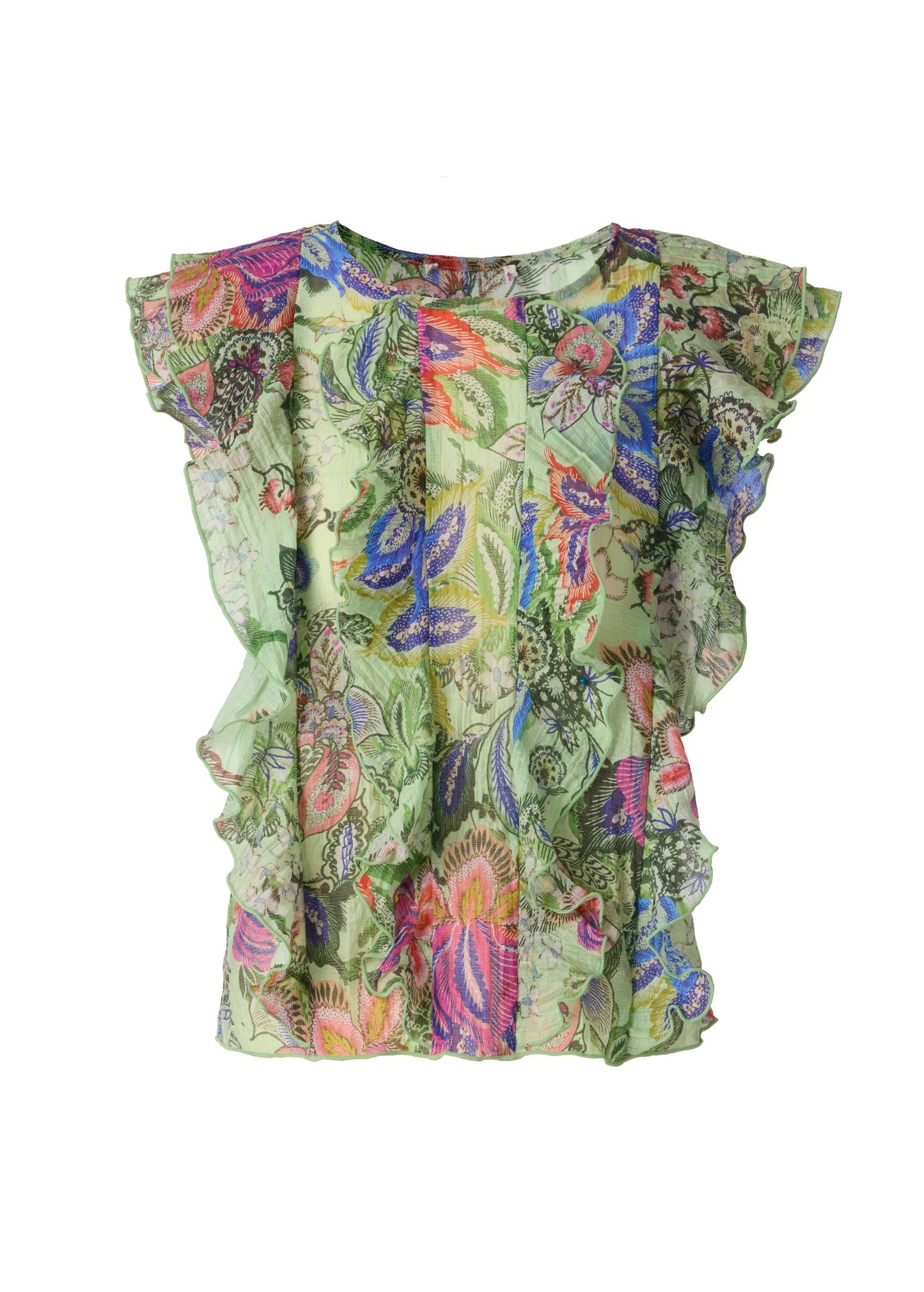 Ruffle Front Top Jacobian Floral | Venus Best Seller