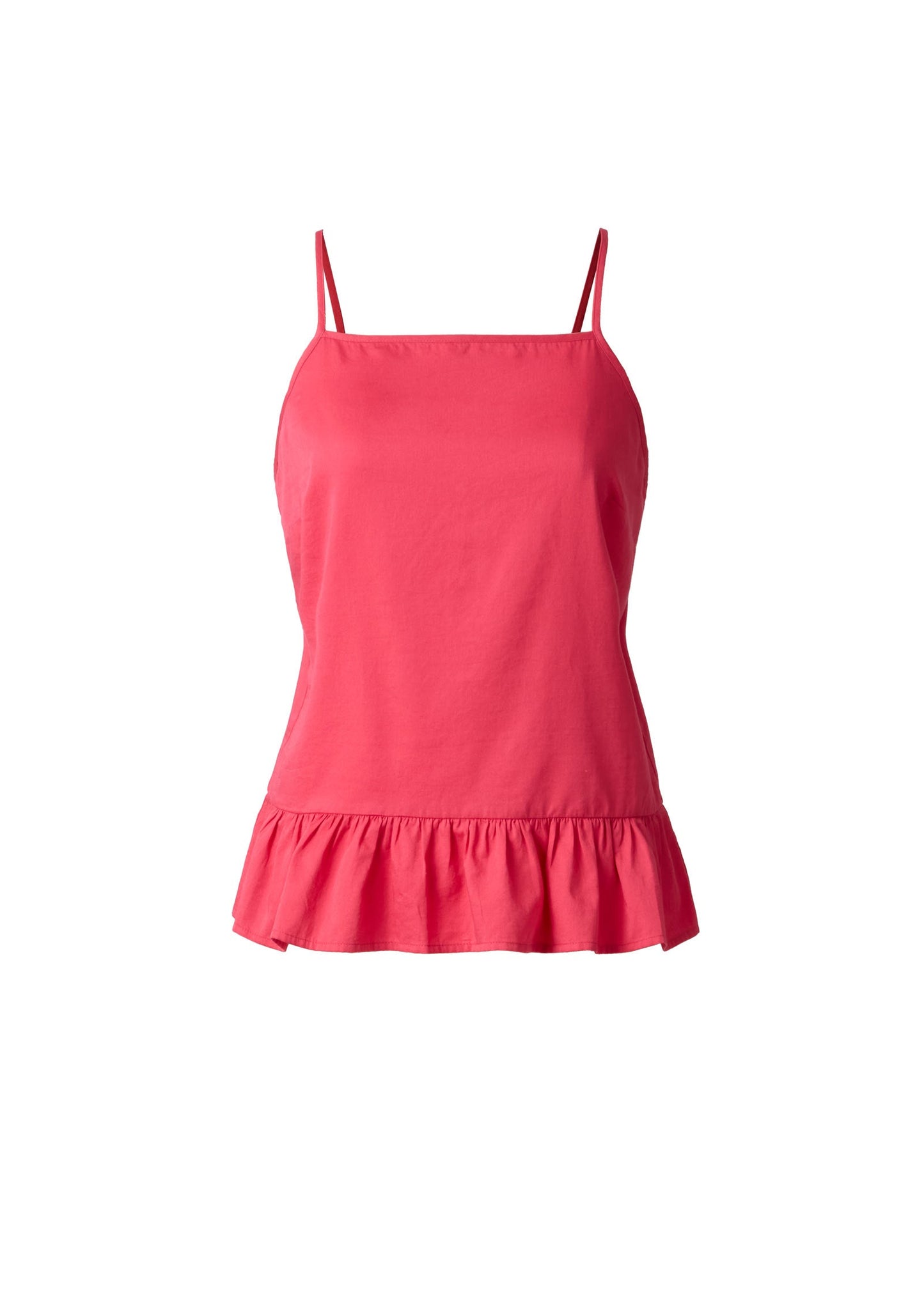 Cotton Lawn Ruffle Hem Peplum Top Rose Red | Venus Limited Edition
