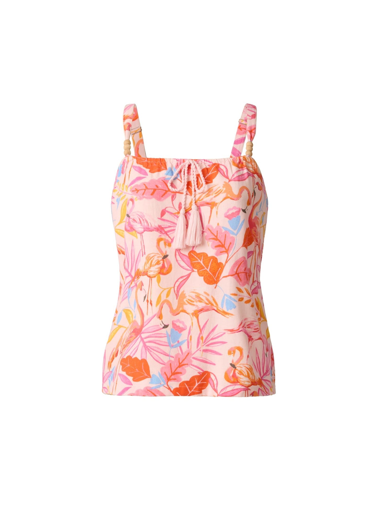 Linen Sleeveless Thin Strap With Tassel Flamingo Summer | Venus Value