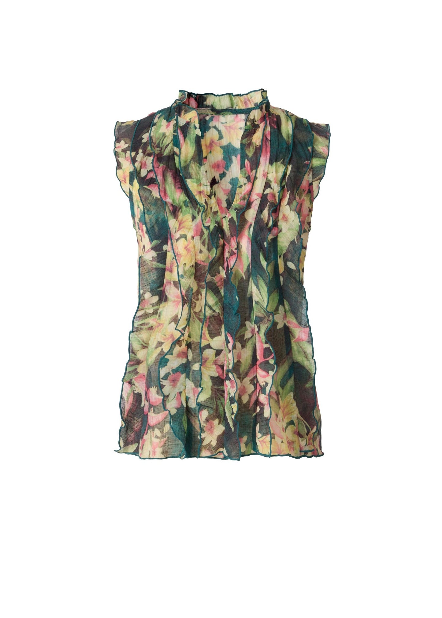 Flutter Sleeve Ruffle Top Hibiscus Floral | Venus Featured