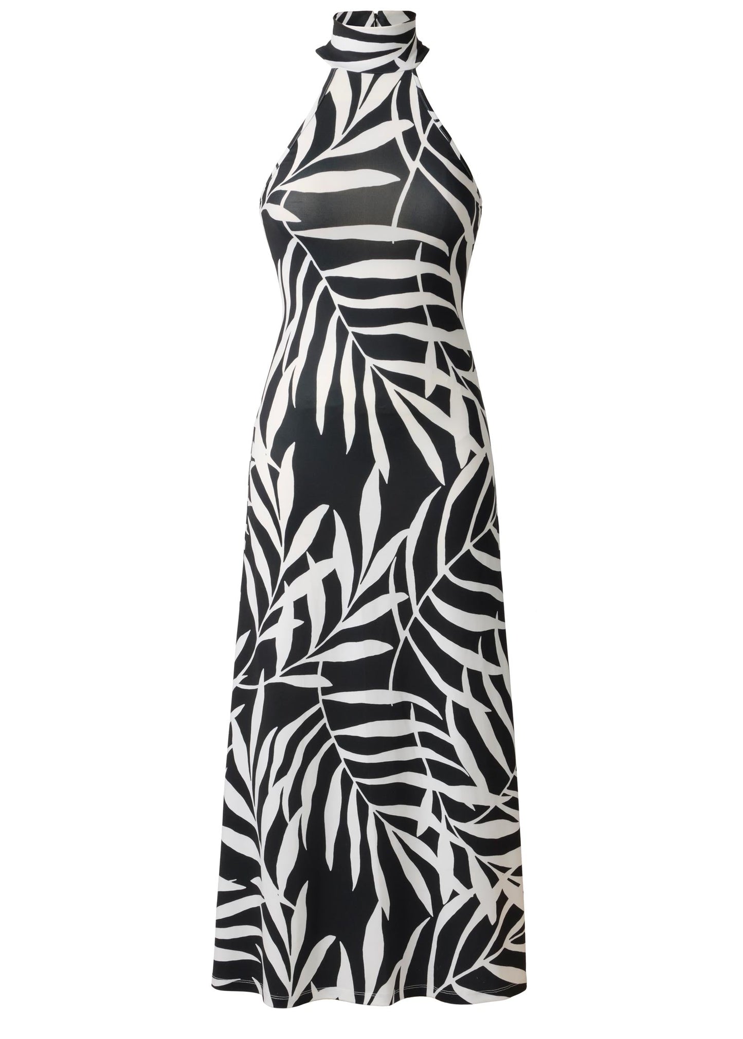 High Neck Midi Dress Bicolor Palm | Venus Featured