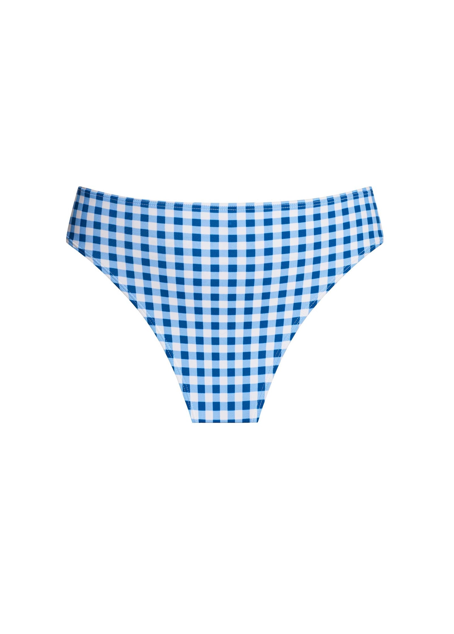 Fiji Mid Rise Moderate Bikini Bottom Blue Gingham | Venus Limited Edition
