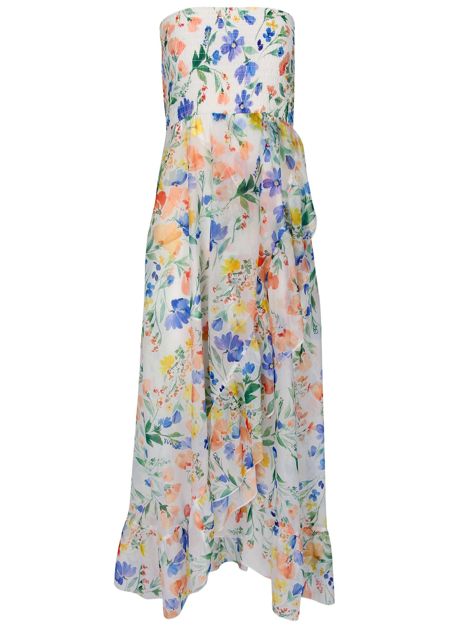 Floral Strapless Ruffle Maxi Dress | VENUS | Venus Best Seller