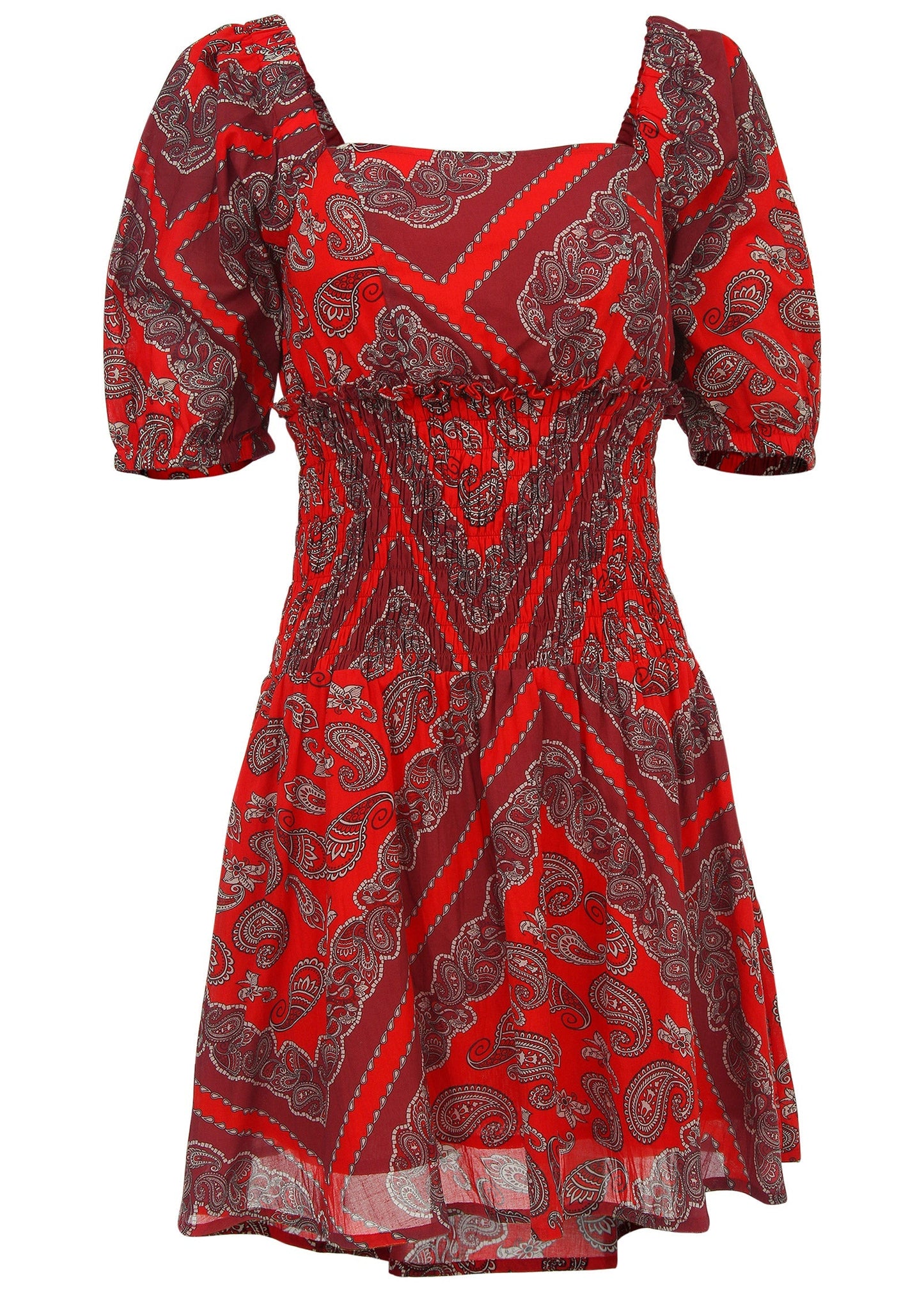 Cotton Voile Mini Dress - Bandana Red | Venus Featured