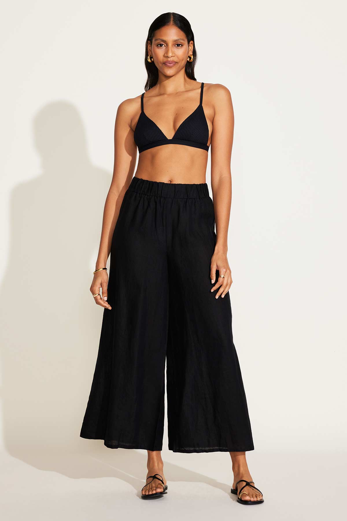 Tallows Linen Wide Leg Pant Black EcoLinen | Venus Great Deal