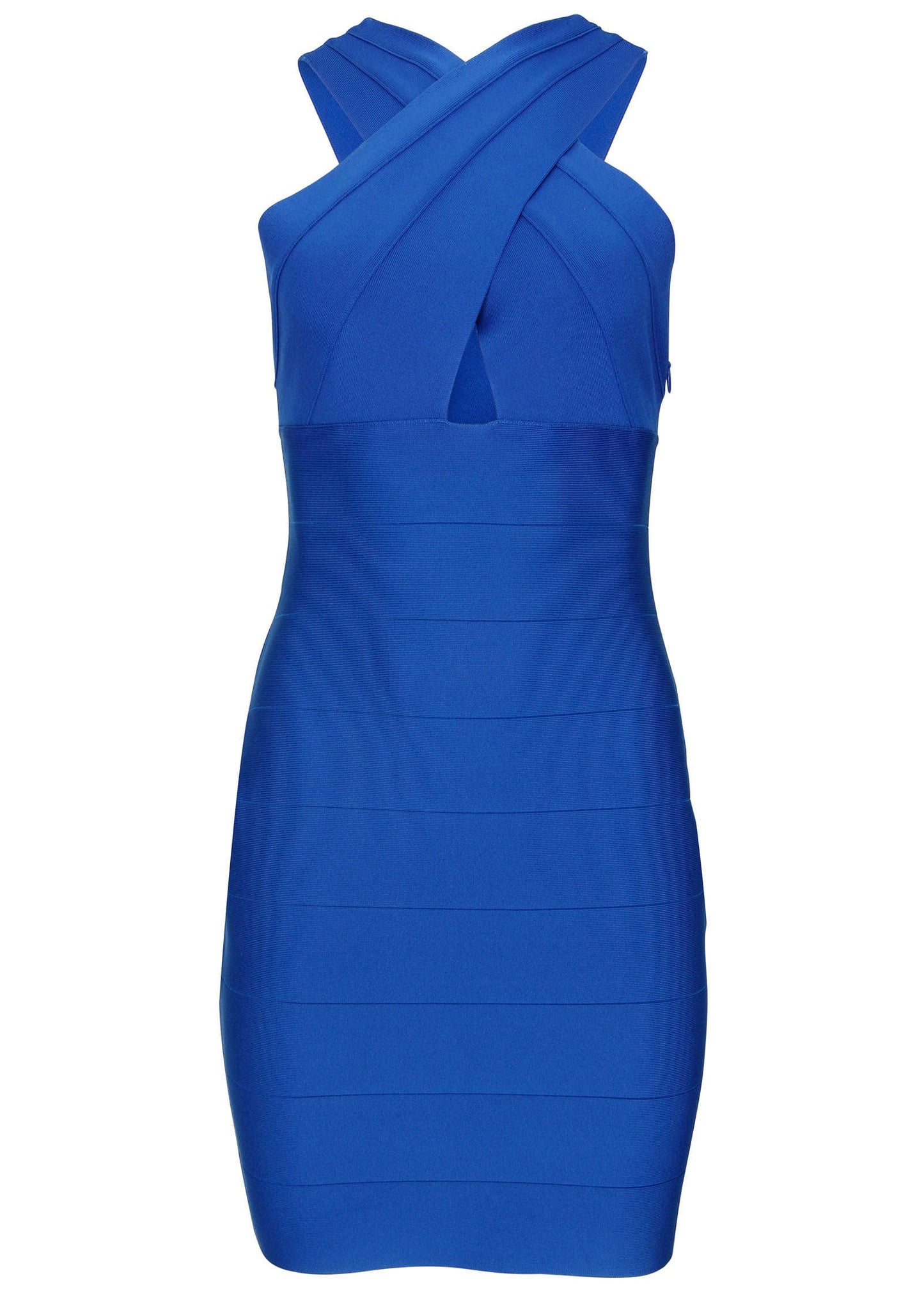 Cross Neck Bandage Mini Dress - Blue | Venus Affordable