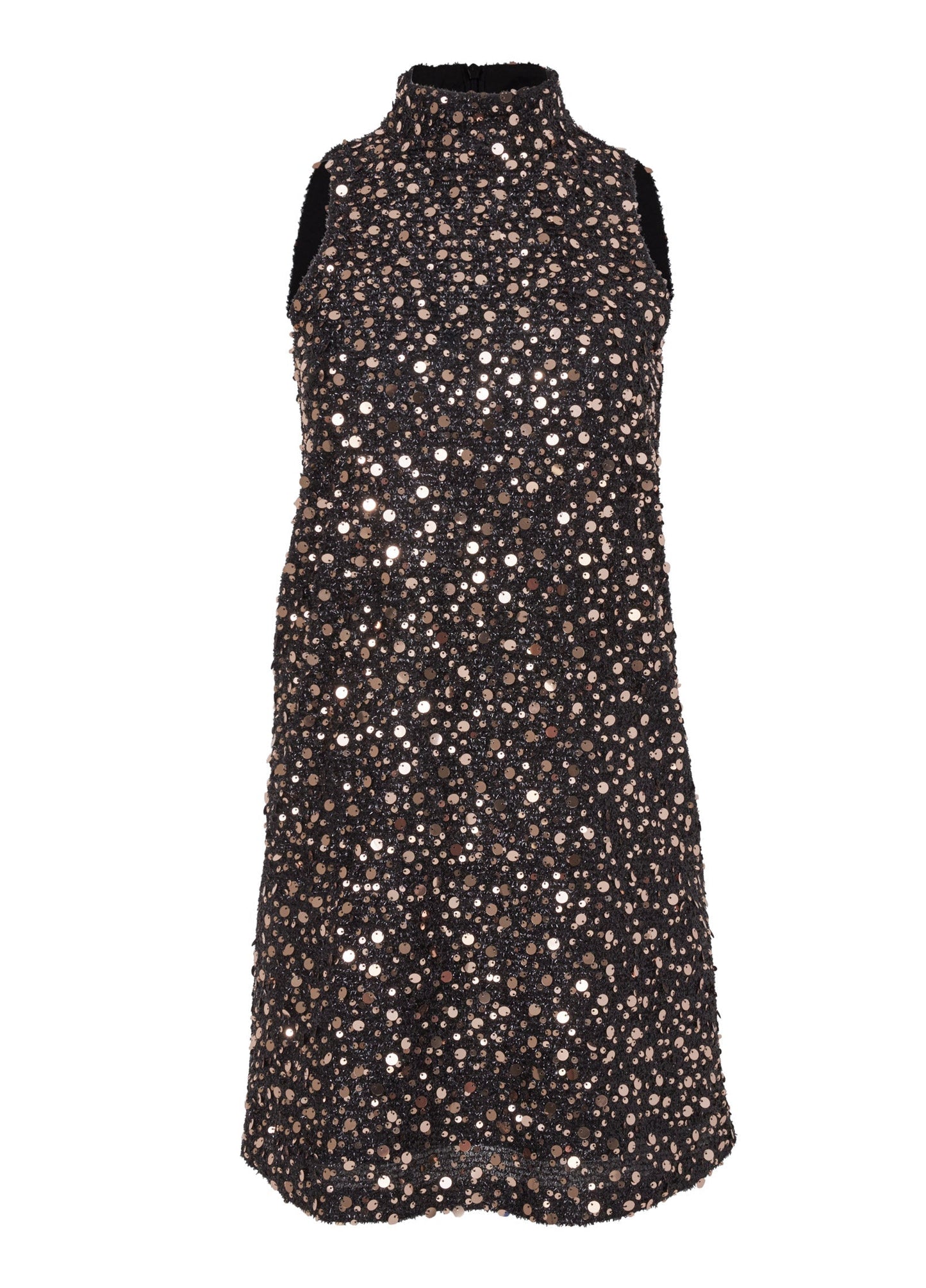 Mock Neck Black and Gold Sequin Mini Dress | Fashion | Venus Great Deal