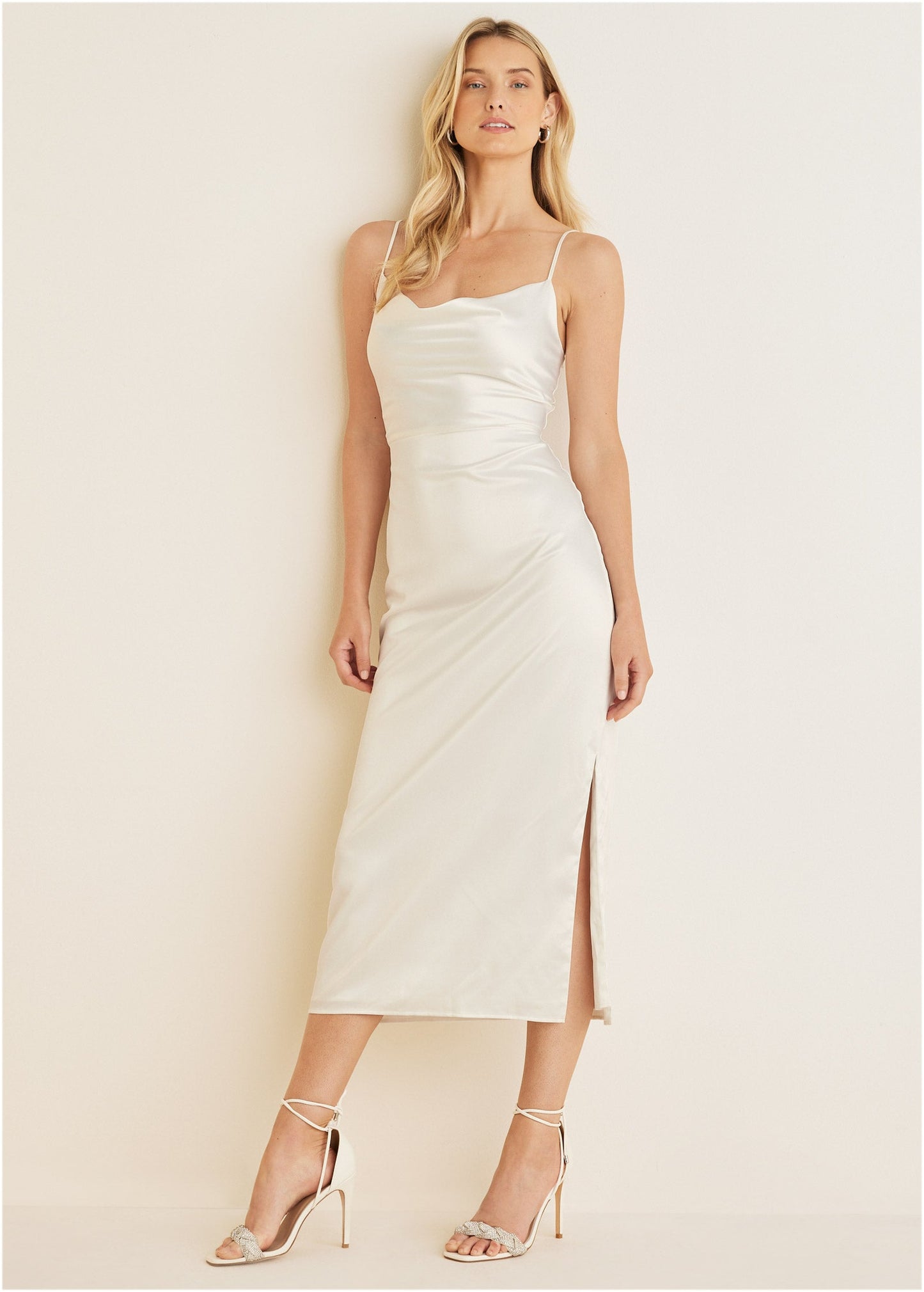 Cowl Neck Slip Dress - Off White | Venus Sale