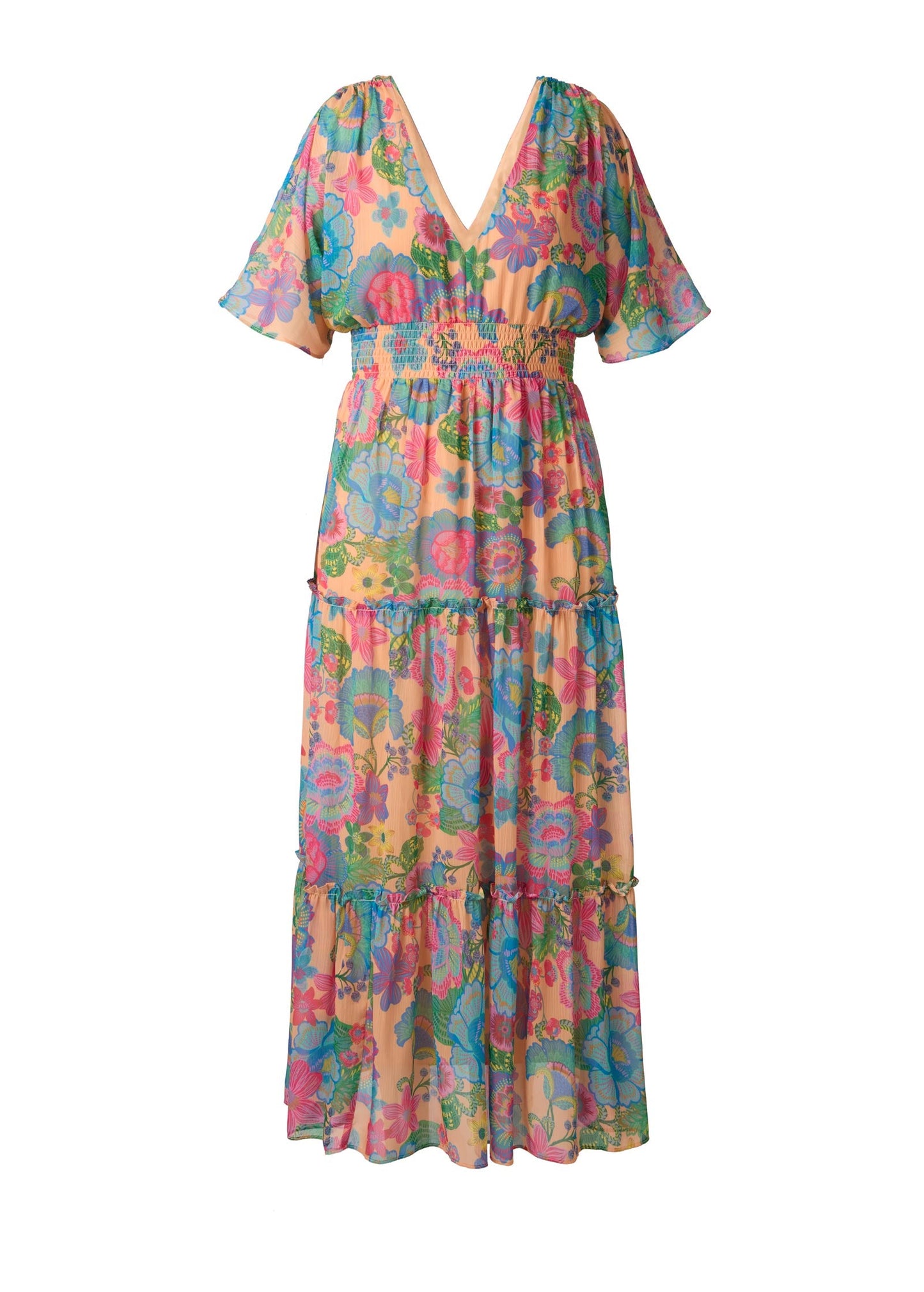 Flutter Sleeve Maxi Dress Dopamine Floral | Venus Best Seller
