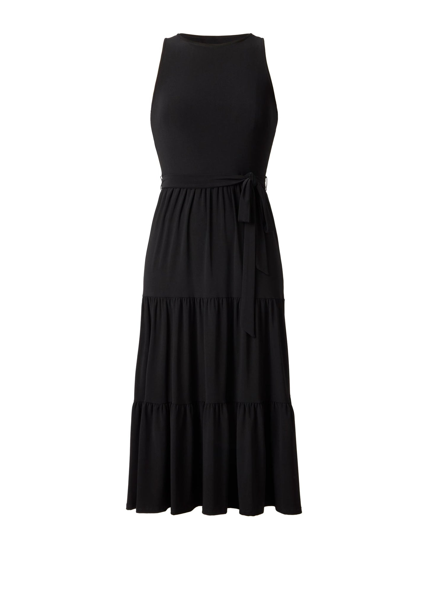 Tiered Halter Maxi Dress Jet Black | Venus Sale