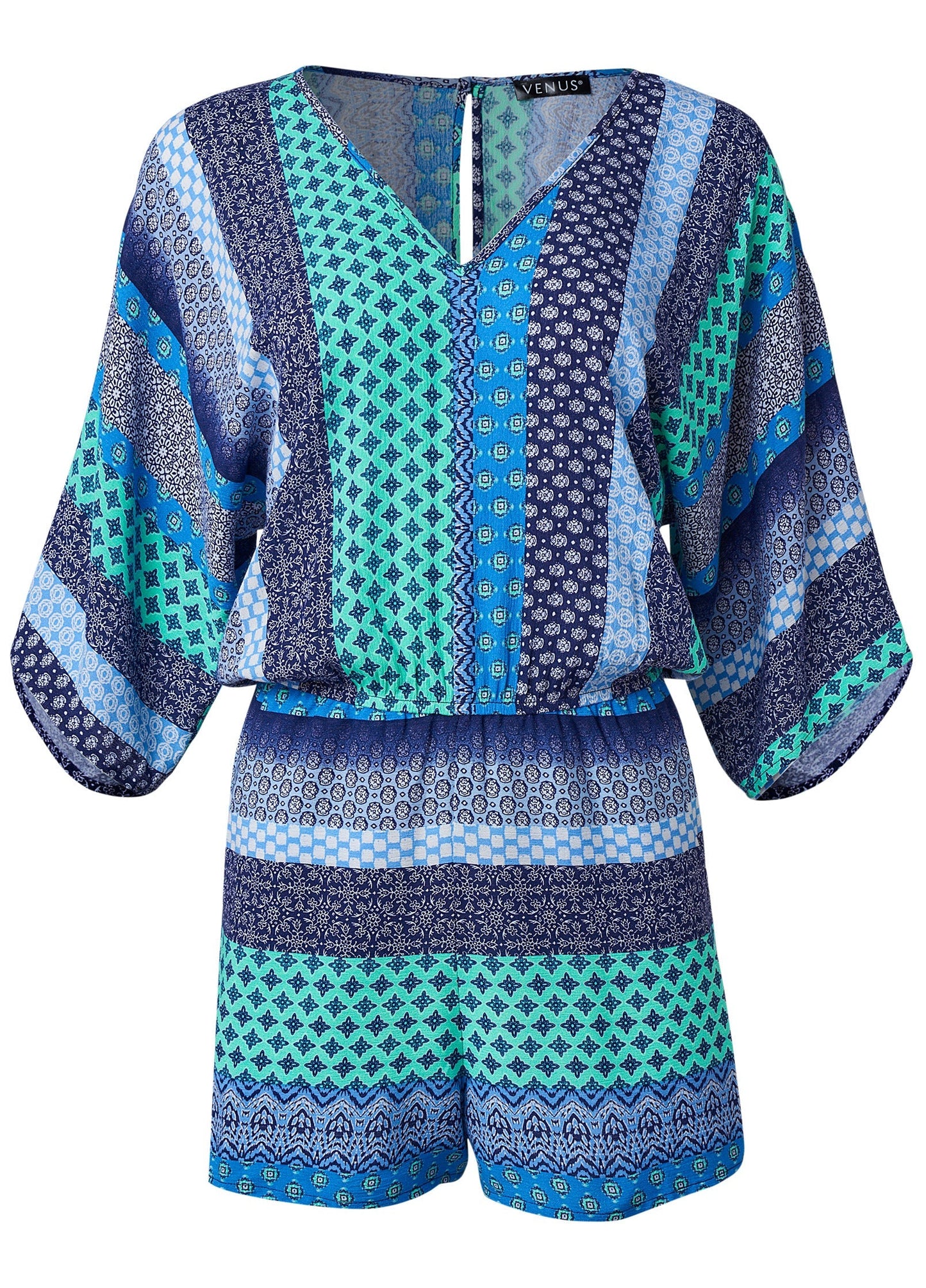 Mixed Print Romper - Green Multi | Venus Great Deal