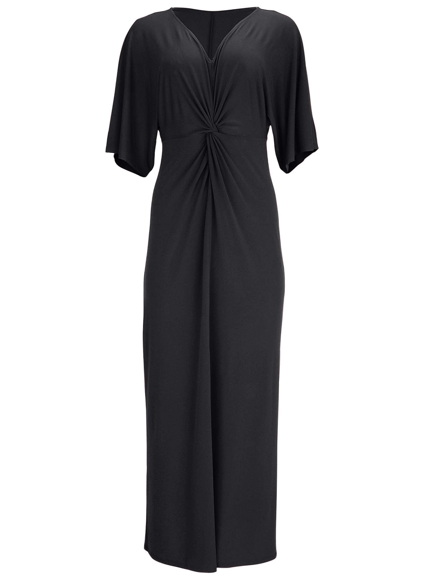 Twist Front Maxi Dress - Jet Black | Venus Affordable