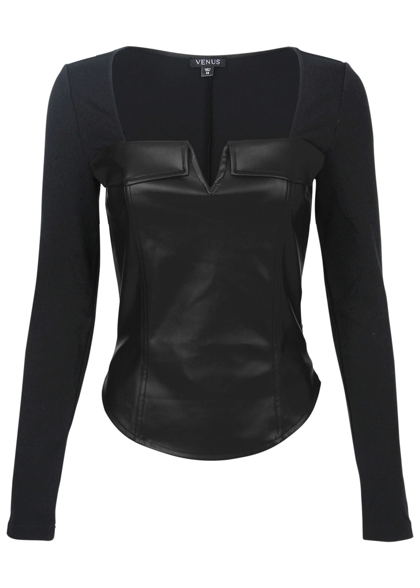 Faux Leather Corset Top - Jet Black | Venus Great Deal