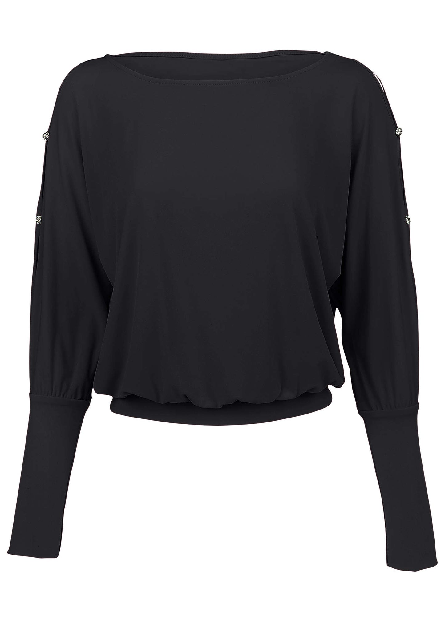 Bling Cold-Shoulder Blouse - Jet Black | Venus Best Seller