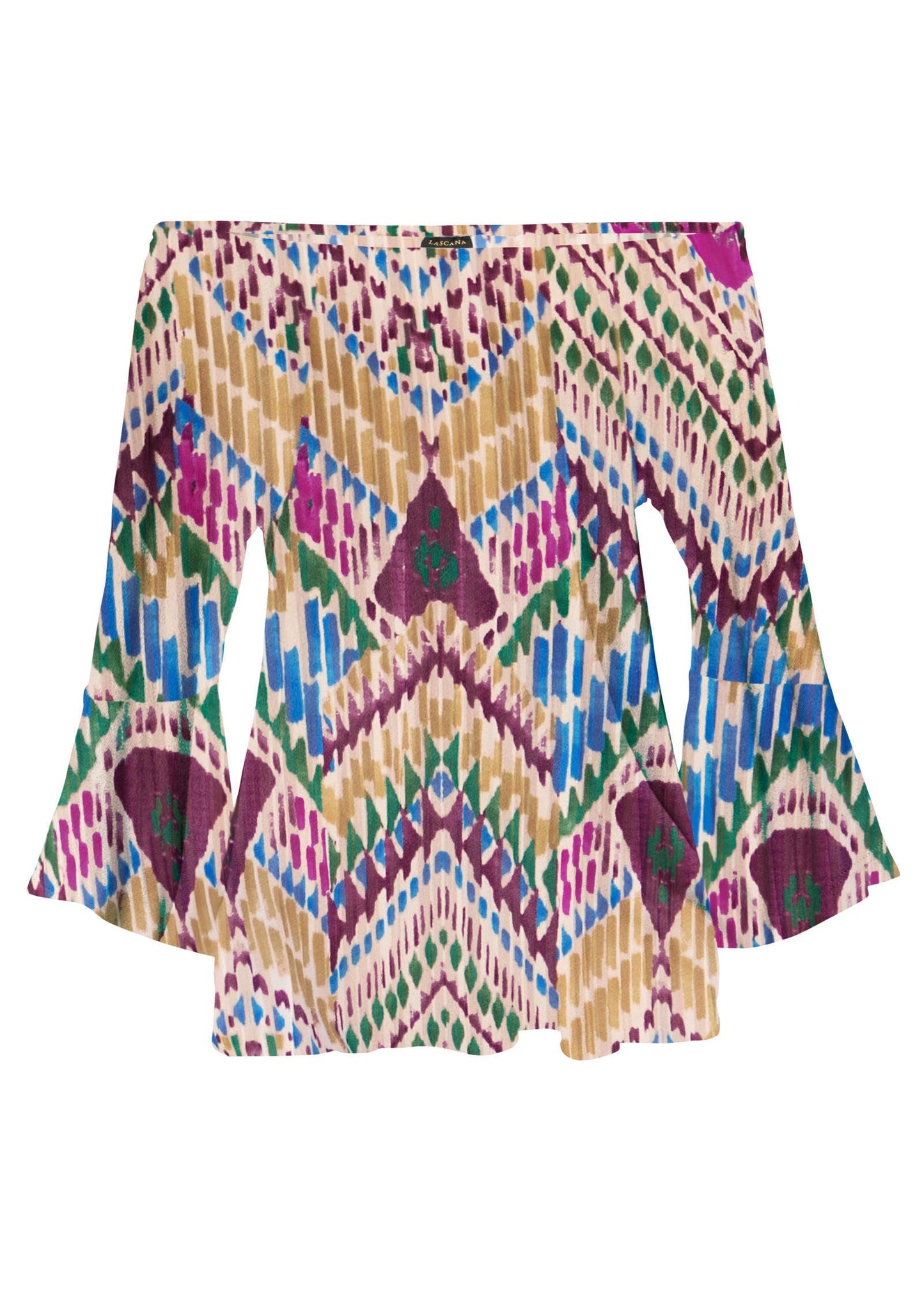 Bell Sleeve Printed Top - White Multi | Venus Sale