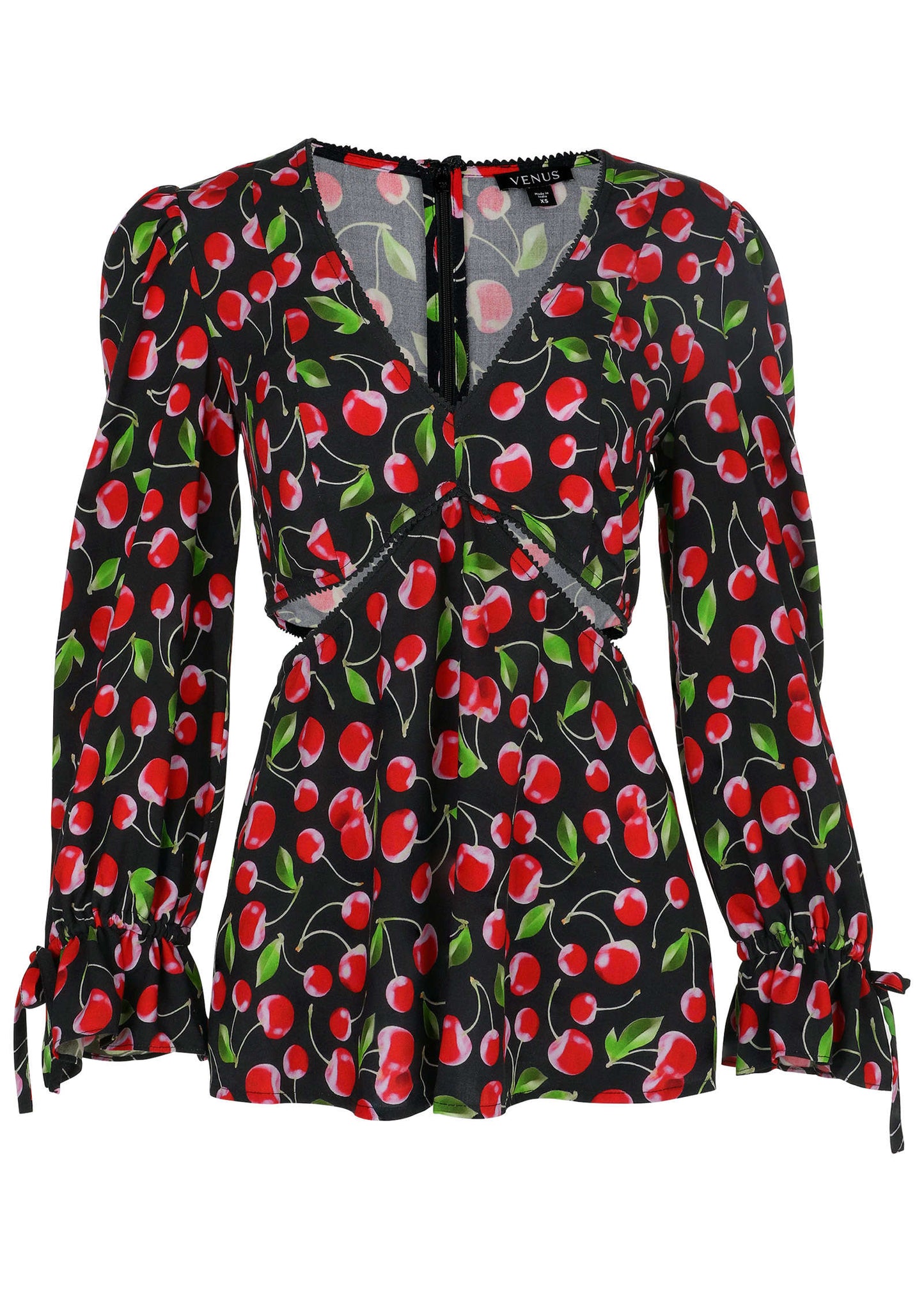 Cherry Pattern Cut Out Waist Blouse | VENUS | Venus Best Seller