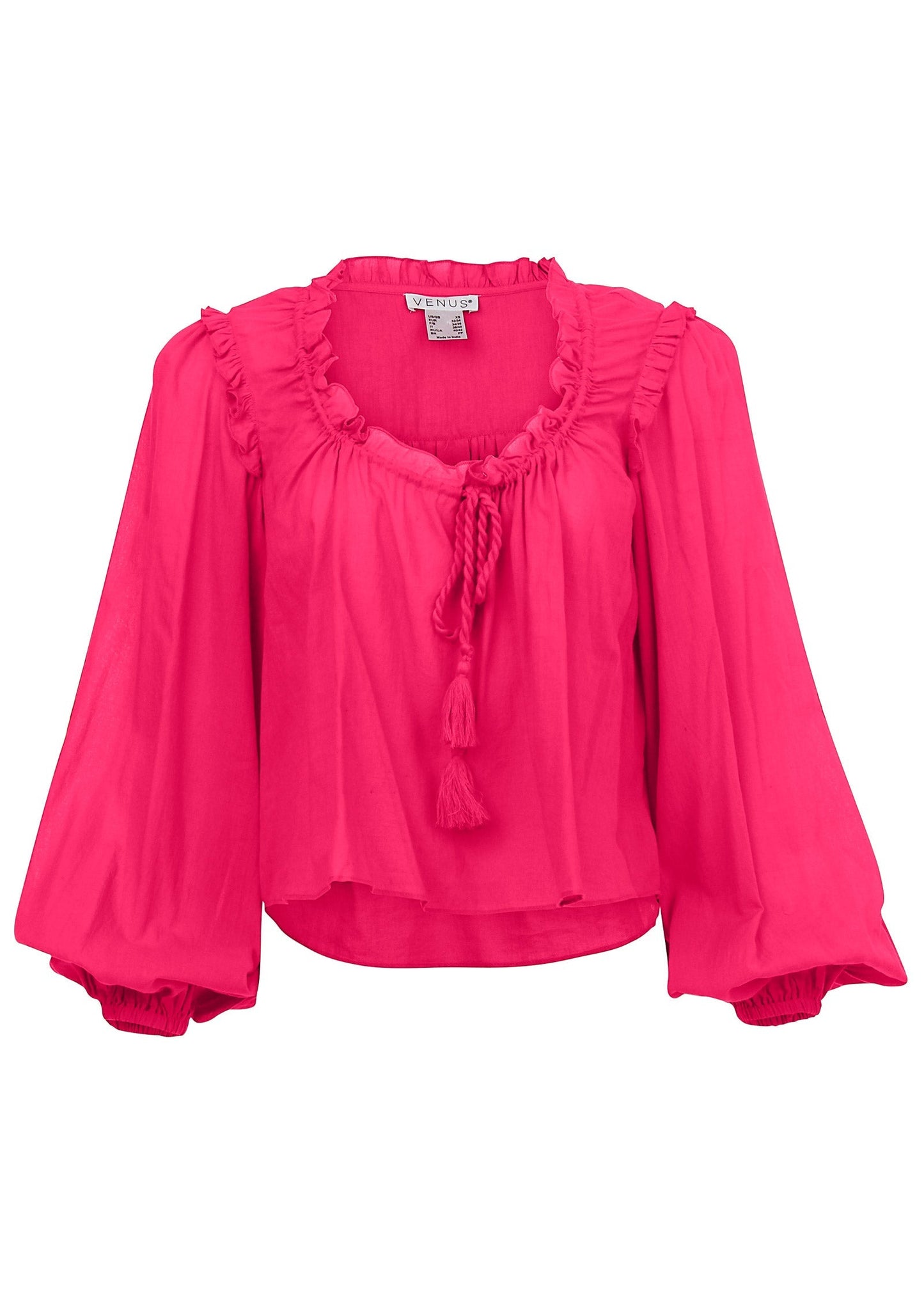 Tassel Long Sleeve Top - Dark Pink | Venus Cost Saving