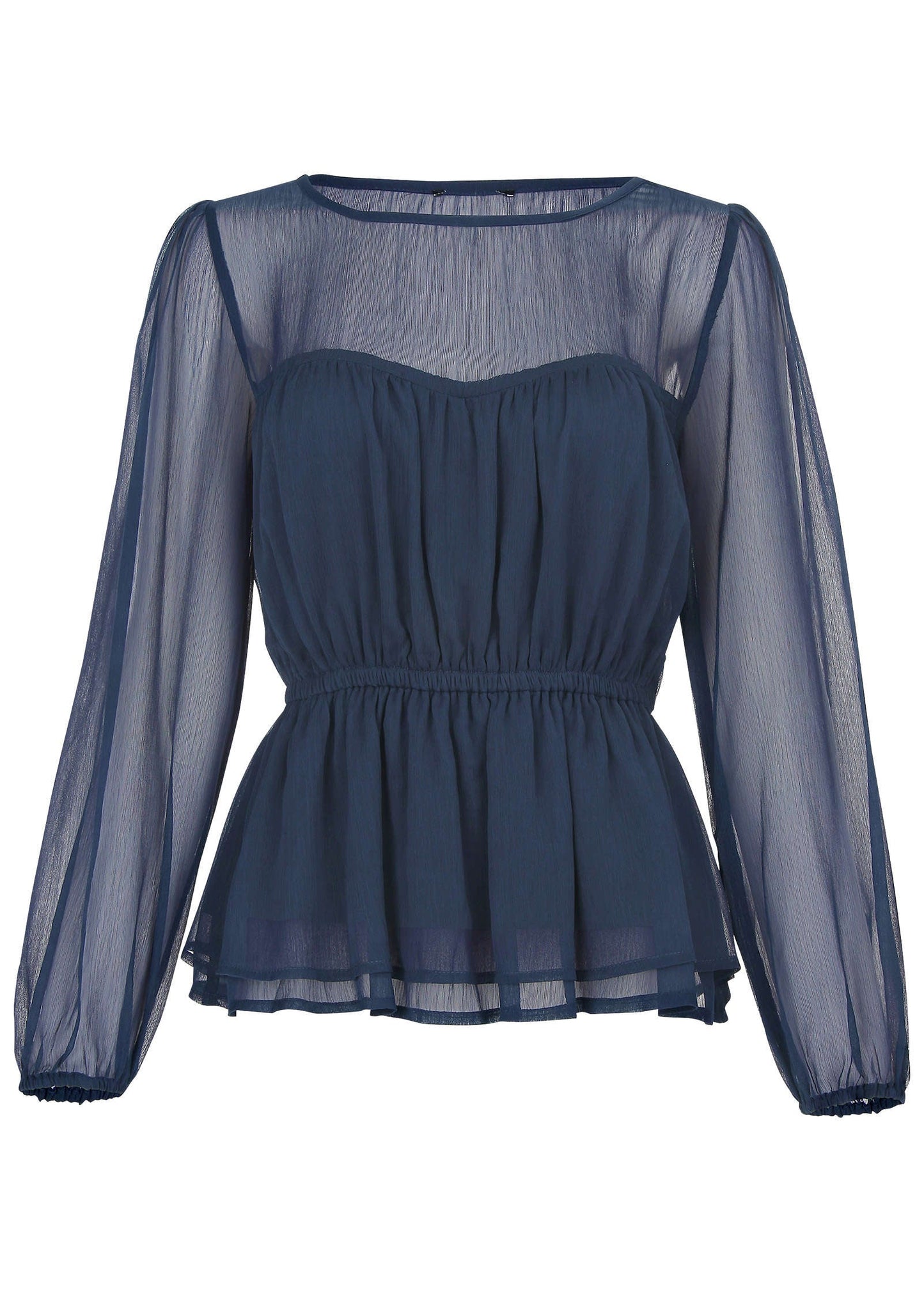 Sheer Beauty Blouse - Navy | Venus Value