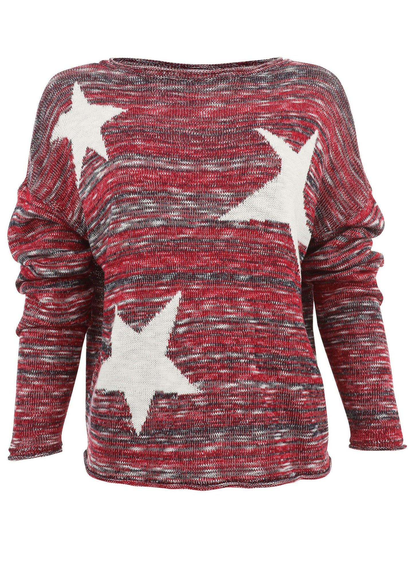 Cotton Slub Star Sweater - Racing Red Multi | Venus Best Seller