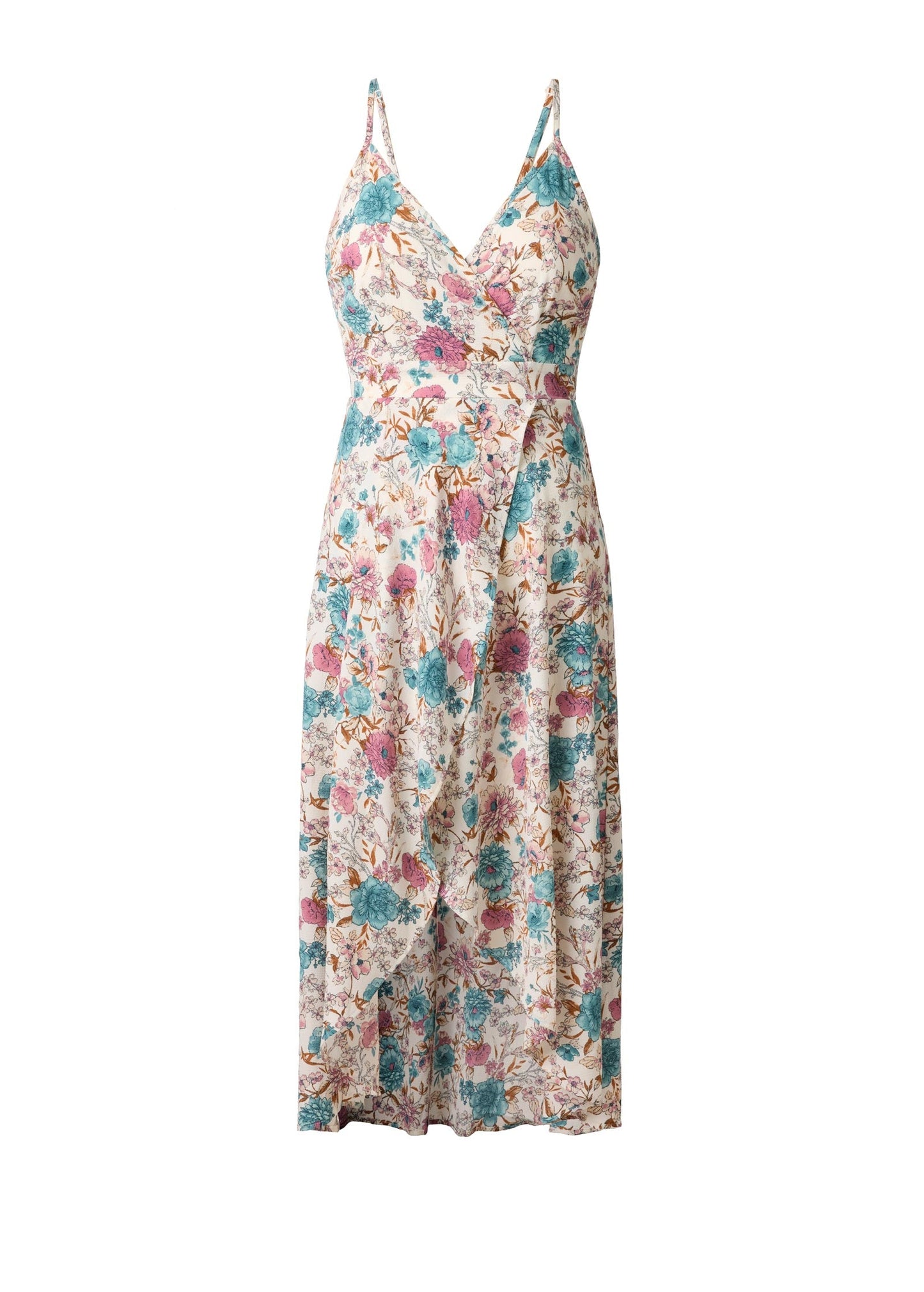 Vibrant Floral Wrap Dress Ivory Floral | Venus Value