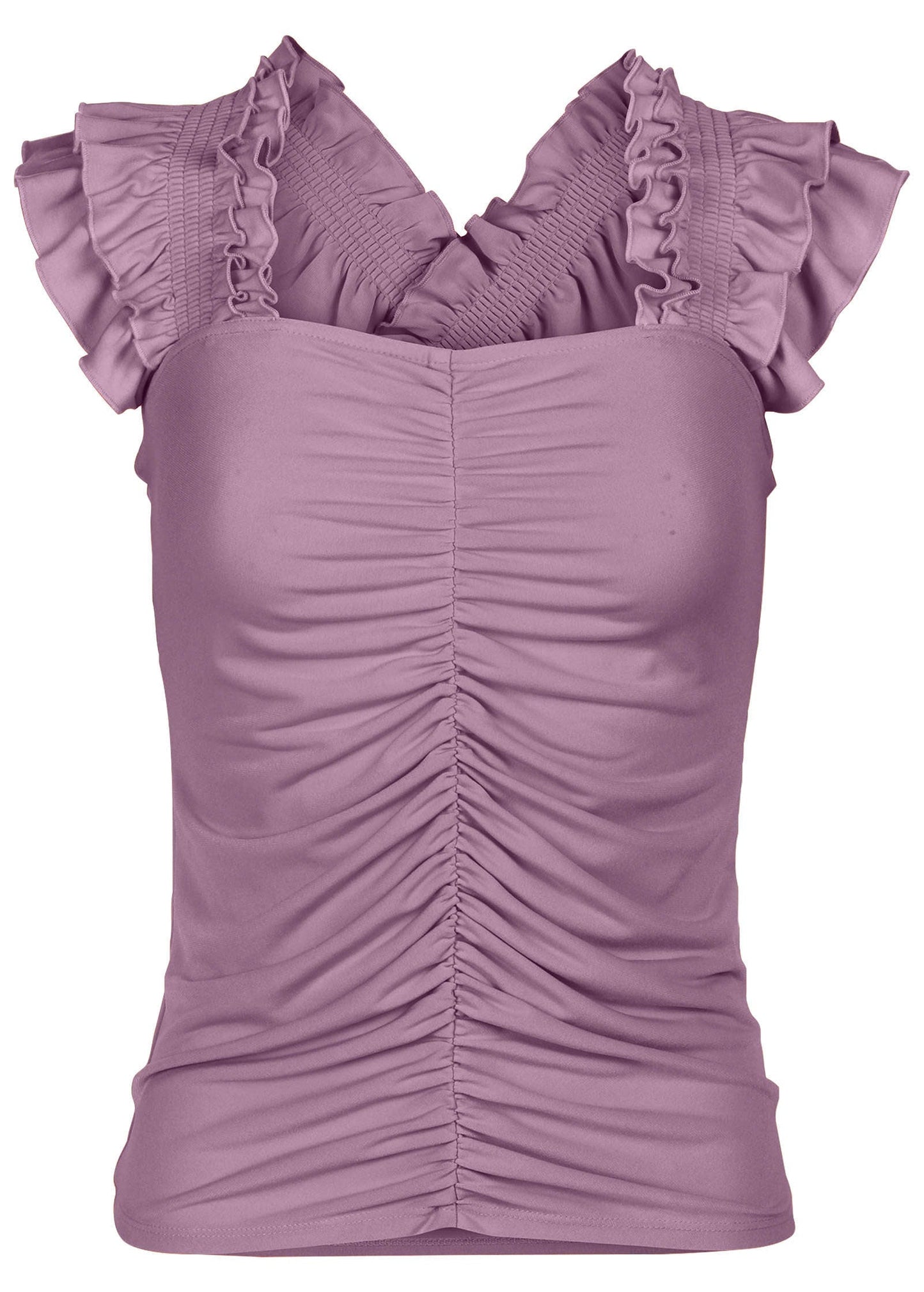Ruched Ruffle Sleeveless Top Valerian | Venus Value