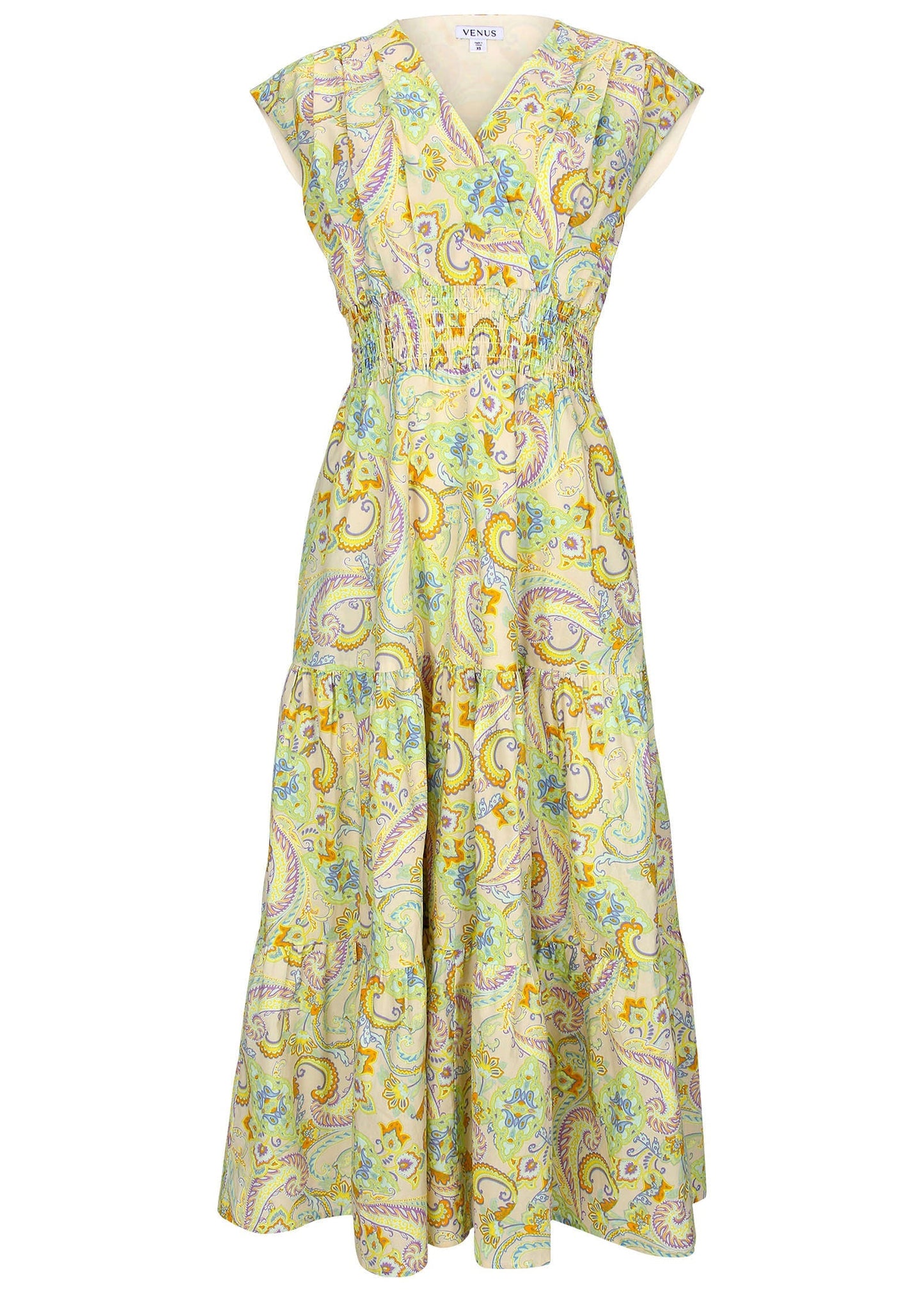 Smocked Waist Maxi Dress - Candied Shortbread Paisley | Venus Featured