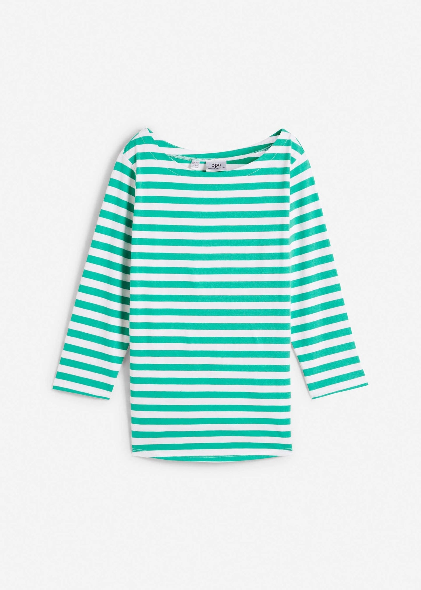 Boat Neck Striped Top - White & Jade | Venus Customer Favorite
