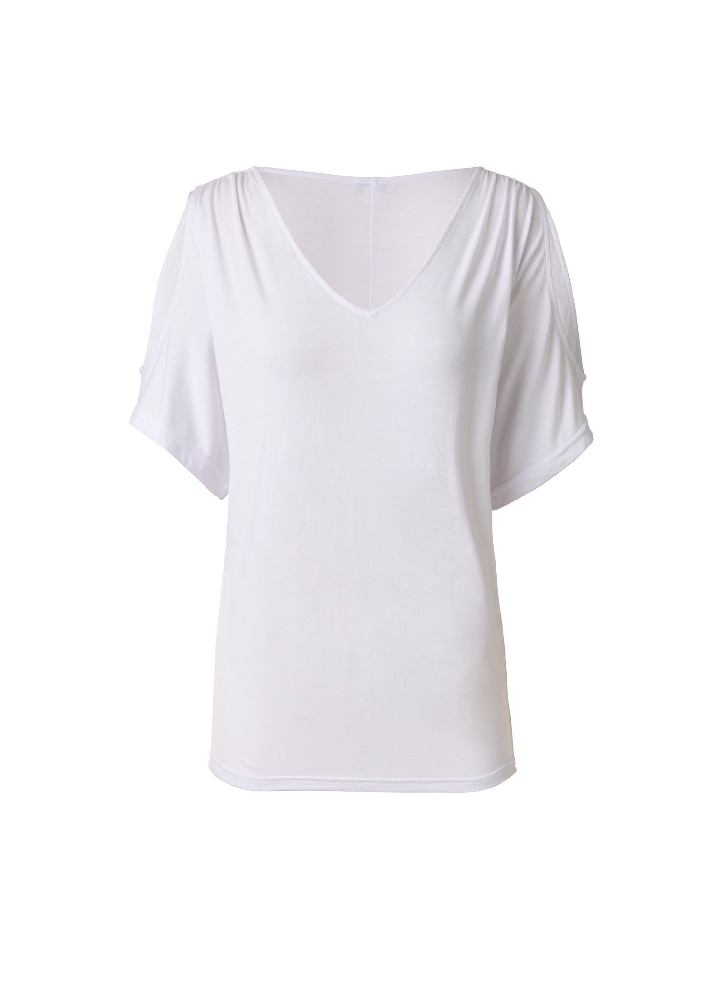 Cold Shoulder V-Neck Top Bright White | Venus Limited Edition