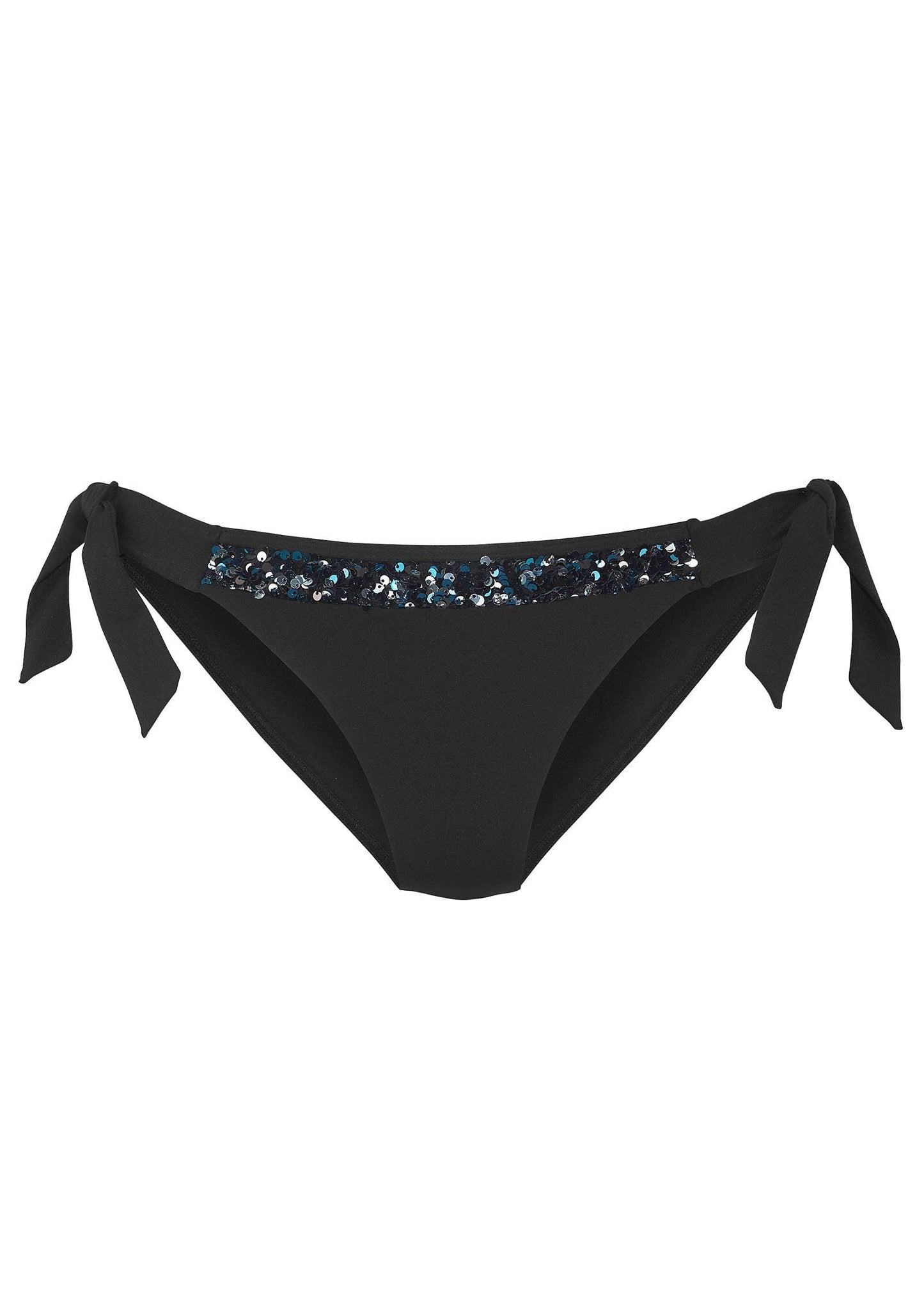 Sequin Tie Side Moderate Bottom - Black | Venus Customer Favorite