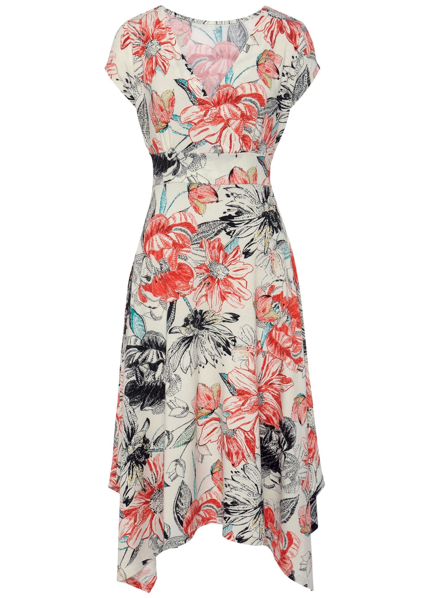 Wrap Midi Dress - Red Multi | Venus Featured