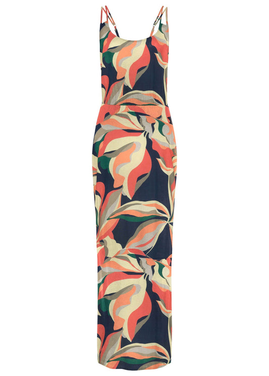 High Slit Maxi Dress - Navy Multi | Venus Cost Saving