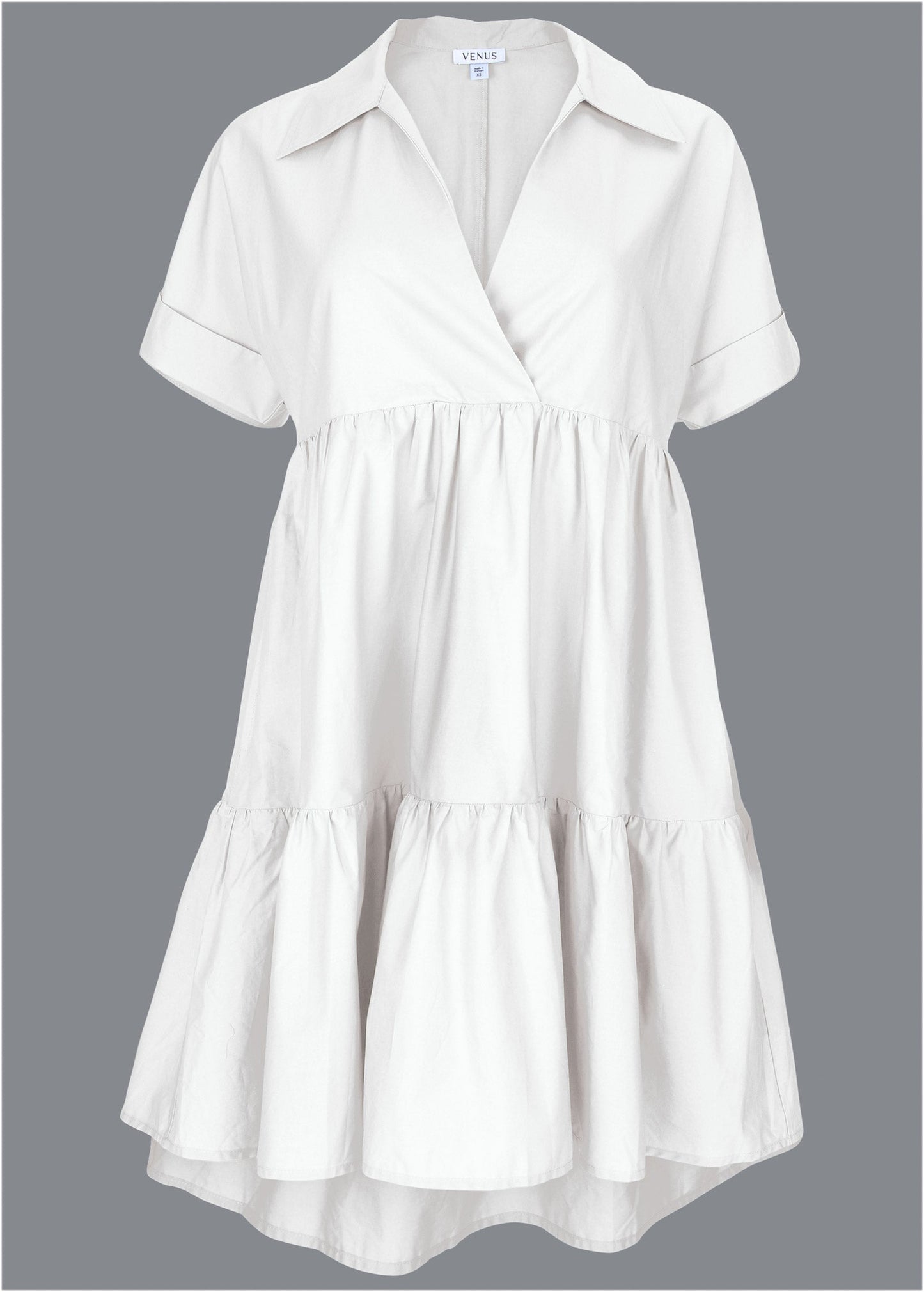 Cotton Poplin Tiered Dress - Cloud Dancer | Venus Special Offer