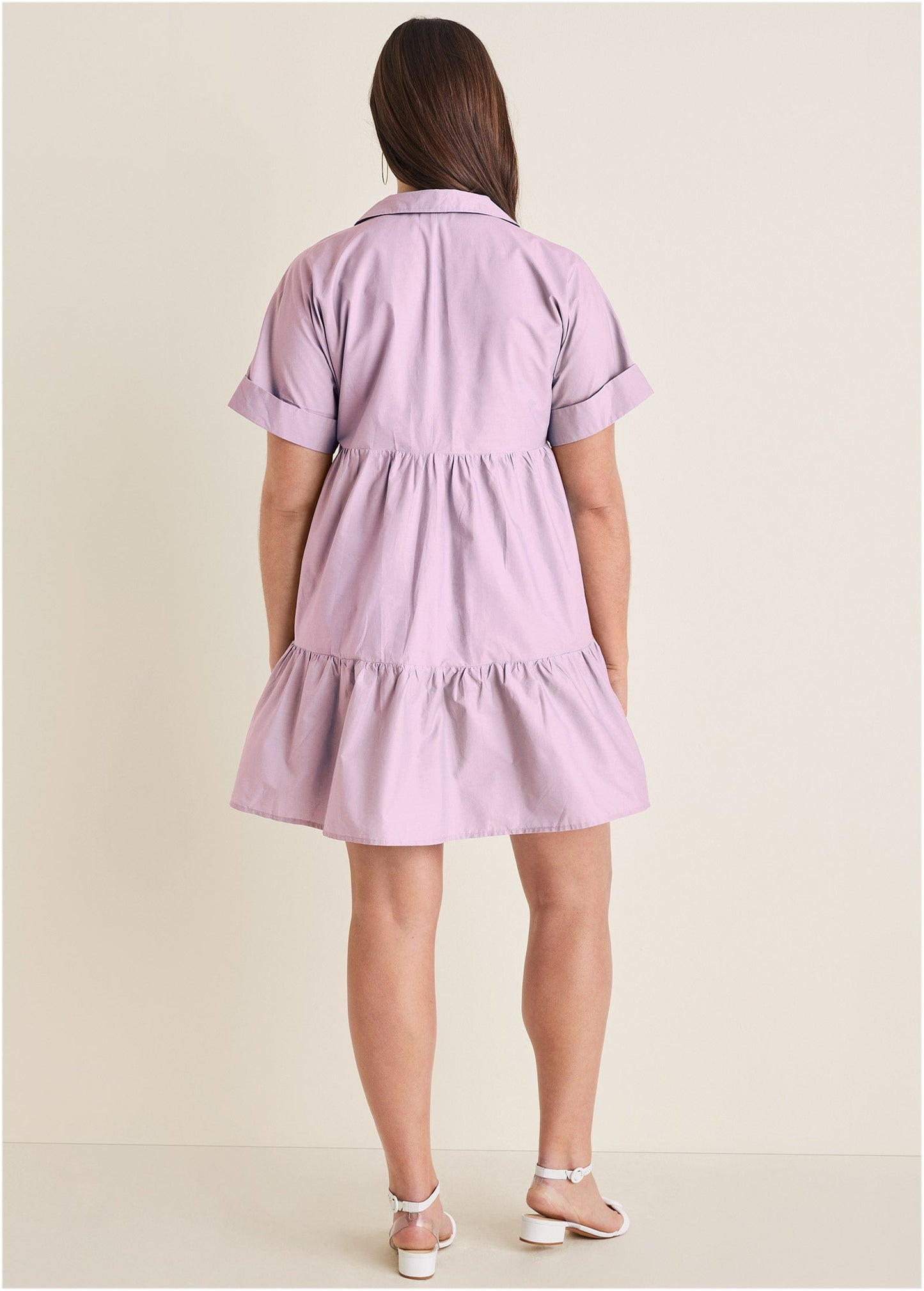 Cotton Poplin Tiered Dress - Lilac | Venus Featured
