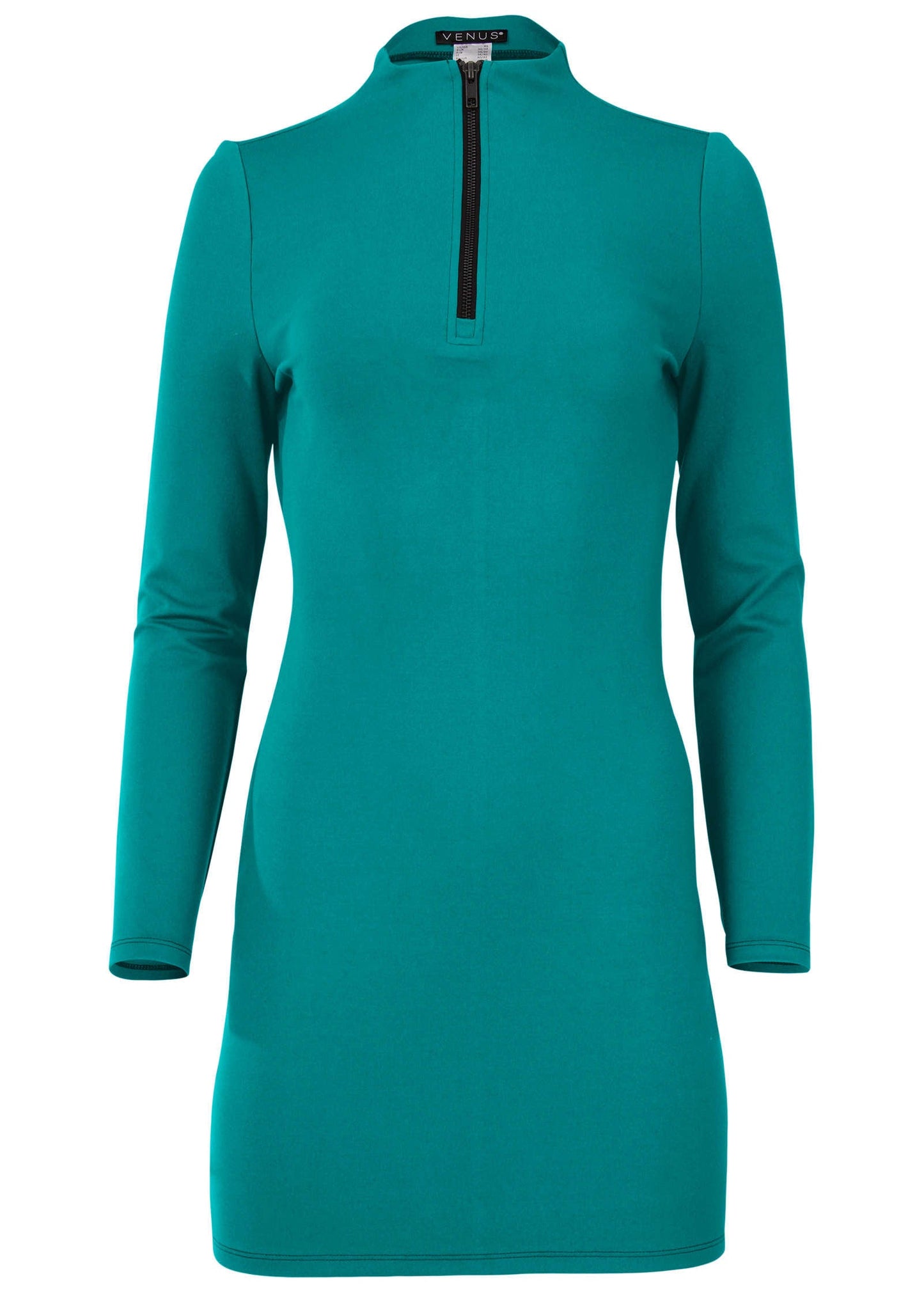 Ponte Zip Front Mini Dress - Tropical Green | Venus Affordable