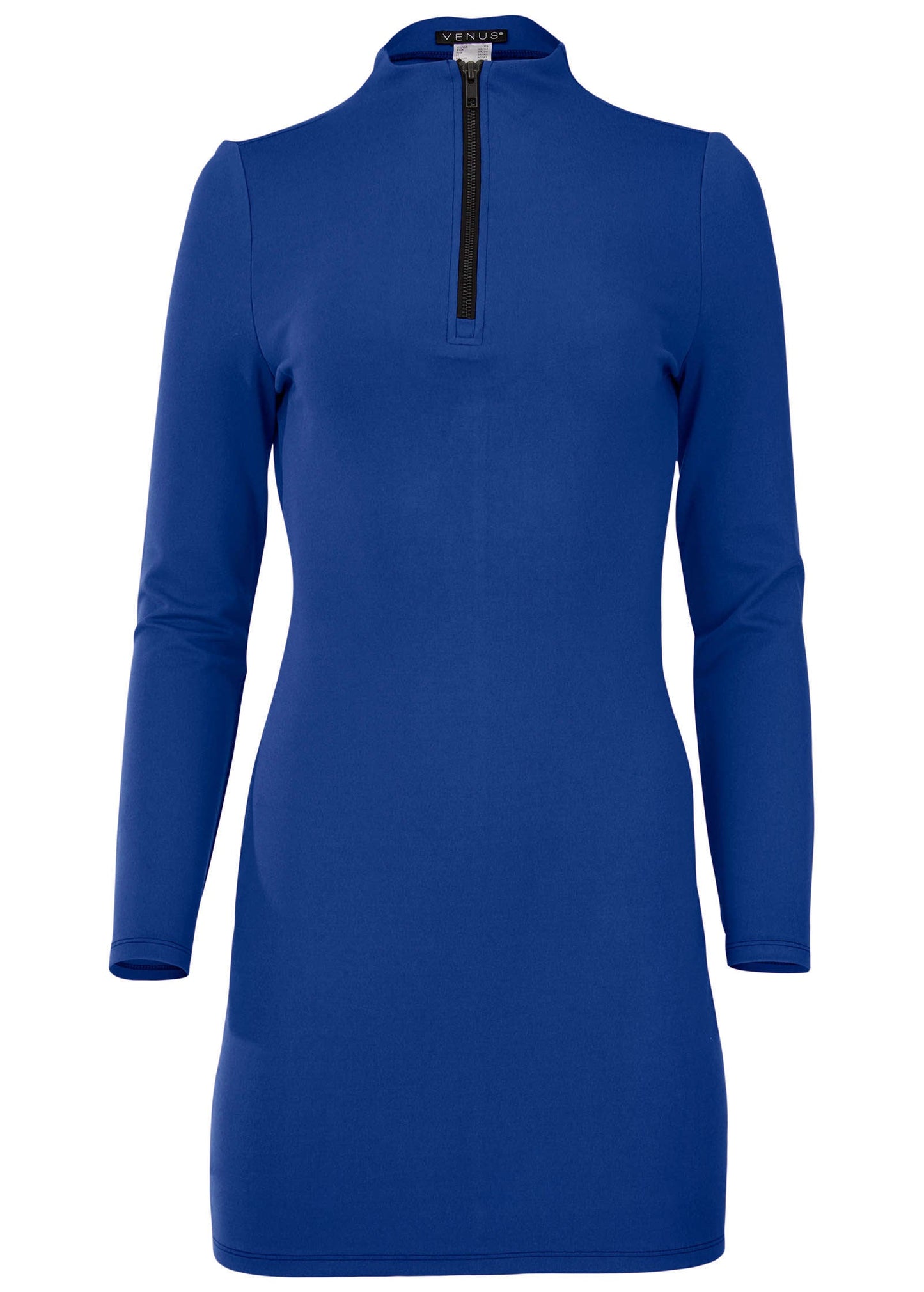 Ponte Zip Front Mini Dress - Blue | Venus Special Offer