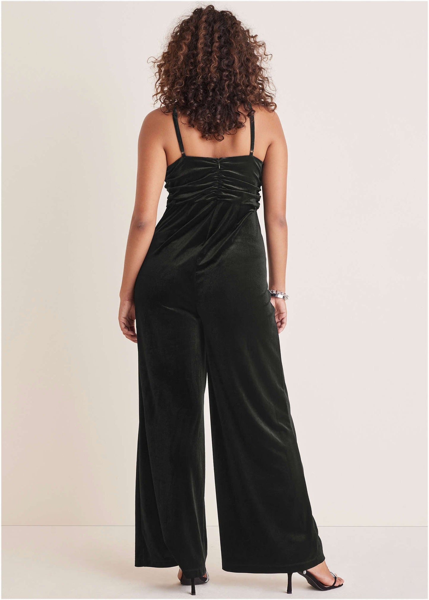 Stretch Velvet Halter Jumpsuit - Black | Venus Sale