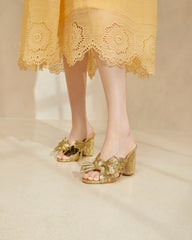 Loeffler Randall Women / Penny Gold Pleated Bow Heel