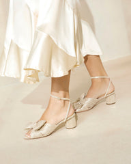 Loeffler Randall Women / Dahlia Platinum Pleated Bow Heel