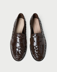Loeffler Randall Women / Rachel Espresso Woven Leather Loafer