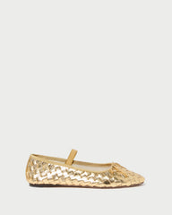 Loeffler Randall Women / Leonie Gold Woven Ballet Flat