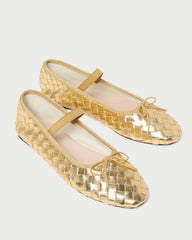 Loeffler Randall Women / Leonie Gold Woven Ballet Flat