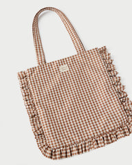Loeffler Randall Women / Justine Brown Gingham Ruffle Tote
