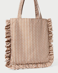 Loeffler Randall Women / Justine Brown Gingham Ruffle Tote