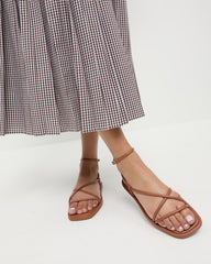 Loeffler Randall Women / Noor Timber Leather Flat Sandal