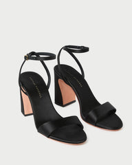 Loeffler Randall Women / Malia Black Satin Curved-Heel Sandal