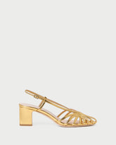 Loeffler Randall Women / Priscilla Gold Lattice Heeled Sandal