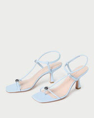 Loeffler Randall Women / Triana Blue Leather Mid-Heel Sandal