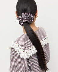 Loeffler Randall Women / Felice Brown Gingham Layered Scrunchie