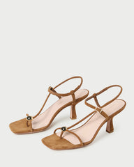 Loeffler Randall Women / Triana Cacao Suede Mid-Heel Sandal